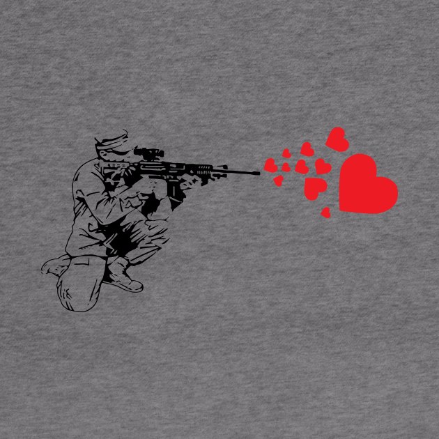 Graffiti Military Rifle Shooting Out Hearts Artsy by theperfectpresents